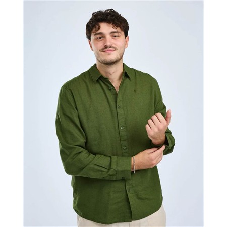 CHEMISE MANCHES LONGUES HOMME PINEWOOD VÄRNAMO INSECTSAFE HEMP MIX L/S - PINE GREEN