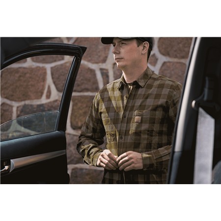 CIMICIA MANICHE LUNGHE UOMO HARKILA SCANDINAVIAN L/S - DARK OLIVE CHECK