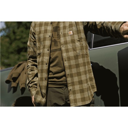 CIMICIA MANICHE LUNGHE UOMO HARKILA SCANDINAVIAN L/S - DARK OLIVE CHECK