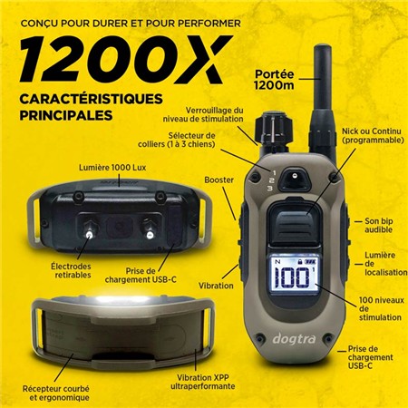 COLLAR DE ADIESTRAMIENTO DOGTRA 1200X KIT 2 CHIENS