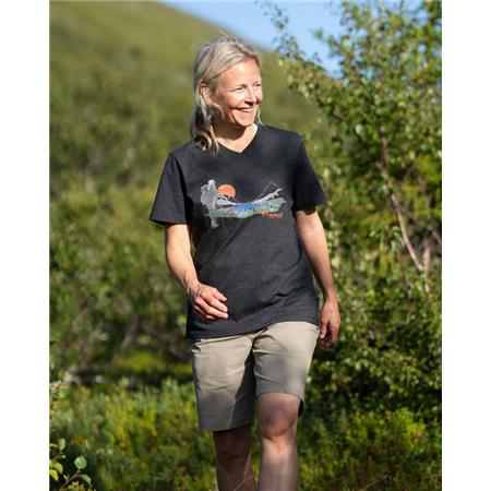 DAME T-SHIRT MED KORTE ÆRMER PINEWOOD FINNVEDEN RECYCLED OUTDOOR - ANTRACIT/SUNSET