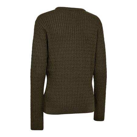 DAMEPULLOVER DEERHUNTER LADY HARRINGTON CABLE KNIT - FOREST EMBER MELANGE