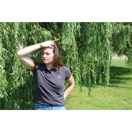 Damespolo Korte Mouwen Le Pairon Bécassier Logo Oranje - Antraciet