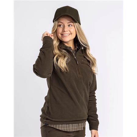 DAMFLEECE PINEWOOD SMÅLAND HUNTERS HALF ZIP W - BRUN