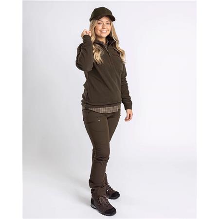 DAMFLEECE PINEWOOD SMÅLAND HUNTERS HALF ZIP W - BRUN