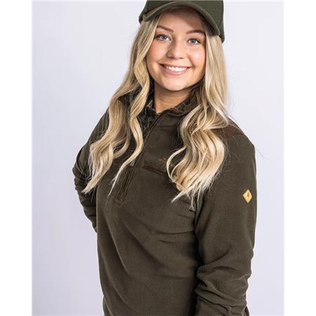DAMFLEECE PINEWOOD SMÅLAND HUNTERS HALF ZIP W - BRUN