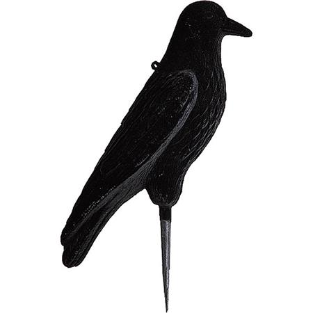 Decoy Stepland Large Flocked Crow On Spike