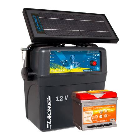 ELECTRIFICATEUR LACME SECUR SOLIS 6W + ACCUMULATEUR 12 V - 50 AH LACME LACME SECUR SOLIS EN ACCU