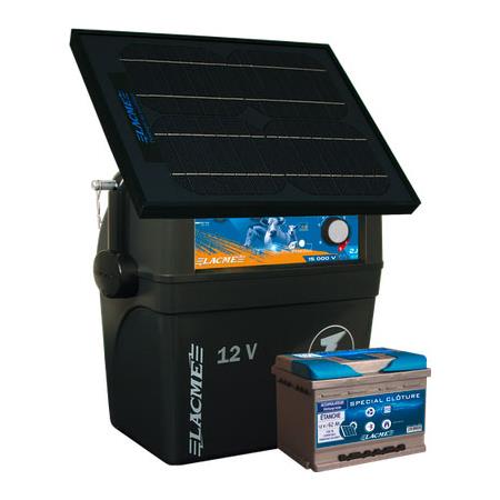 ELECTRIFICATEUR LACME SECUR STAR 14W + ACCUMULATEUR 12 V - 62 AH LACME + PANNEAU SOLAIRE LACME SECUR STAR AVEC ACCUMULATEUR ET PANNEAU SOLAIRE