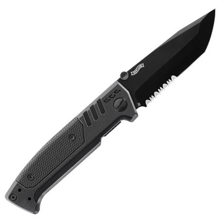 Faca Walther Pdp Tanto Folder Black- Parcialmente Serrilhada