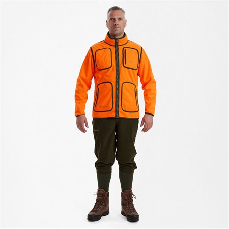 FLEECE TIL HERRE DEERHUNTER GAMEKEEPER BONDED FLEECE VENDBAR - KAKI/ORANGE