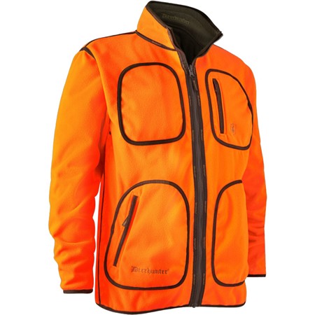 FLEECE TIL HERRE DEERHUNTER GAMEKEEPER BONDED FLEECE VENDBAR - KAKI/ORANGE