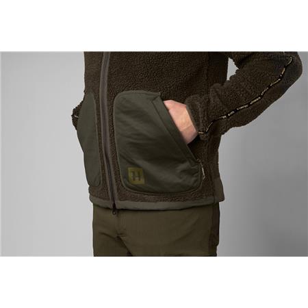 FLEECE TIL HERRE HARKILA RURIK TEDDY FLEECE - GRÅ/GRØN
