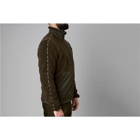FLEECE TIL HERRE HARKILA RURIK TEDDY FLEECE - GRÅ/GRØN
