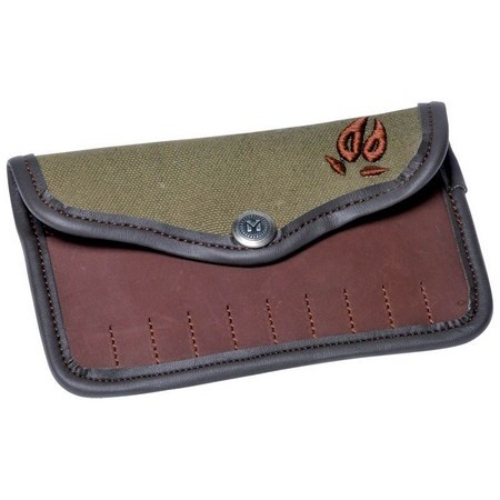 Funda Para Cartuchos De Lona Januel Y Cuero 10 Tubos Bordado Huella De Jabalí