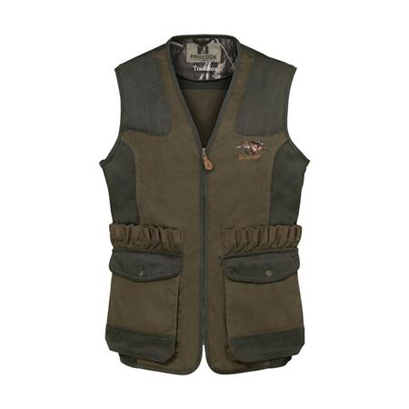 Gilet Chasse Homme Percussion Tradition Brode - Sanglier- Kaki