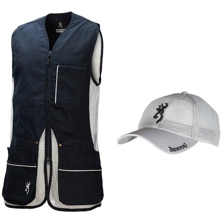 Gilet De Tir Homme Browning Shooting Vest Sport Shooter Droitier + Casquette Time Offerte - Marine