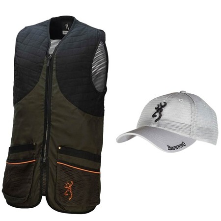 Gilet De Tir Homme Browning Shooting Vest The Classic + Casquette Offerte - Vert