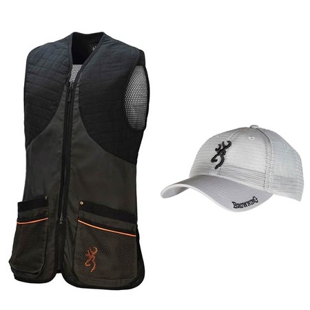 Gilet De Tir Homme Browning Shooting Vest The Classic + Casquette Time Offerte - Gris