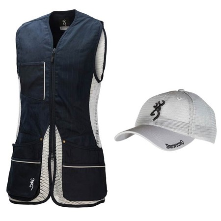 Gilet De Tir Homme Browning Sport Shooter Gaucher + Casquette Time Offerte - Marine