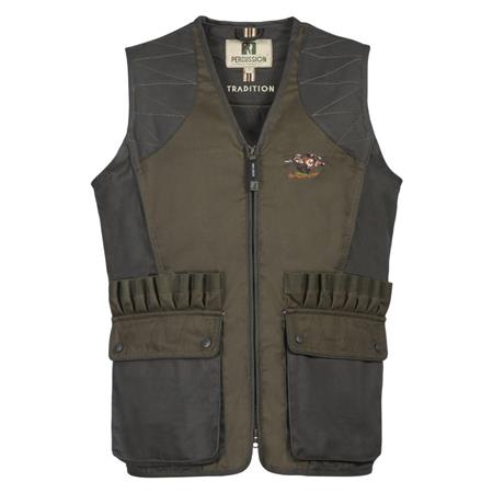 Gilet Uomo Percussion Caccia Tradizionale Ricamata - Jabalí - Kaki Claro - Cinghiale - Kaki Chiaro