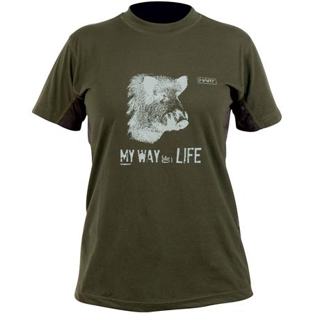 Γυναικείο T-Shirt Με Κοντά Μανίκια Hart Branded Basurde - Χακί