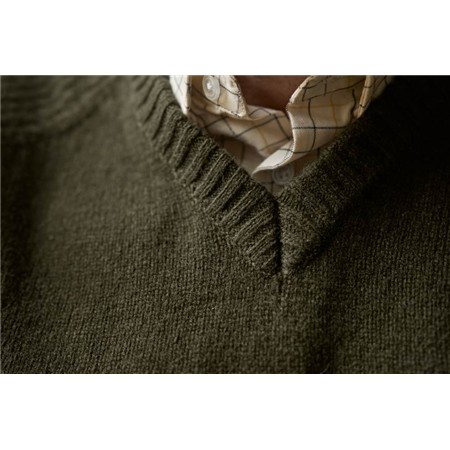 HEREN TRUI HARKILA VINCENT MERINO V-NECK - DEMITASSE BROWN