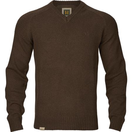 Heren Trui Harkila Vincent Merino V-Neck - Demitasse Brown