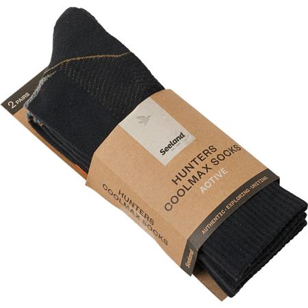 HERENSOKKEN SEELAND FIELD COOLMAX 2 PACK - BLACK/DARK GREY