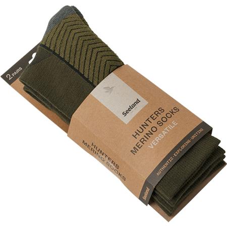 HERENSOKKEN SEELAND FIELD MERINO 2 PACK - PINE GREEN/MILITARY OLIVE