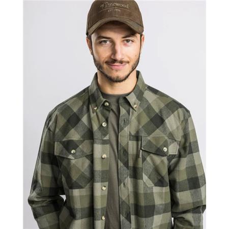 HERR LÅNGÄRMAD SKJORTA PINEWOOD LUMBO - OLIV/BRUN