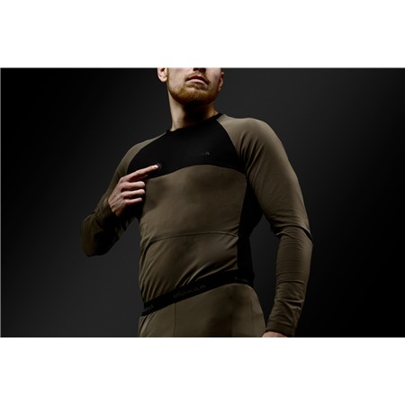 HERRE OPVARMET LANGÆRMET T-SHIRT HARKILA HEAT USB-C - WILLOW GREEN/SORT