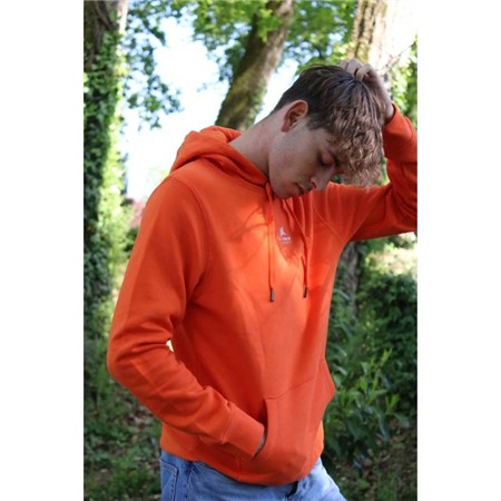 HERRE-SWEATSHIRT LE PAIRON BÉCASSIER MED HÆTTE - ORANGE