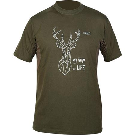 Herre T-Shirt Med Korte Ærmer Hart Branded Deer - Kaki