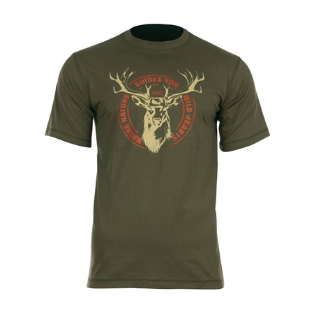 Herre T-Shirt Med Korte Ærmer Hart Ground Deer - Oliven