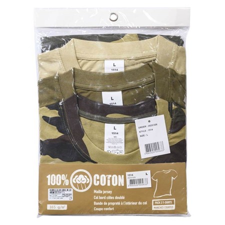 HERRE T-SHIRT MED KORTE ÆRMER PERCUSSION ENSFARVEDE + CAMO - PAKKE MED 3