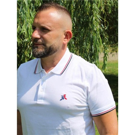 Herren-Polo Kurzärmelig Le Pairon Bécassier Logo Blau/Rot - Weiß