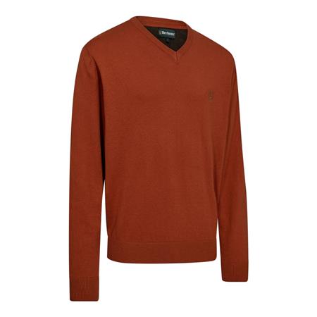 Herren Pullover Deerhunter Tricot Col En V Harrington - Oak Rust Melange
