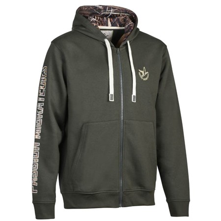 Herren-Sweatshirt Percussion Zippe Affût - Khaki/Passion Migrate