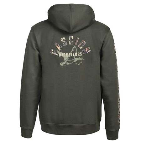HERREN-SWEATSHIRT PERCUSSION ZIPPE - KAKI/PASSION MIGRATE