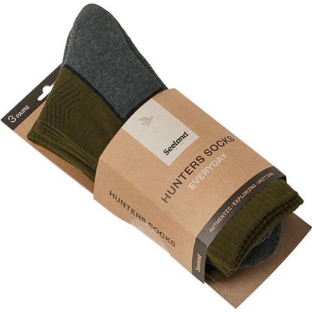 HERRESOKKER SEELAND FIELD 3 PACK - FYRGRØN/MØRKEGRÅ
