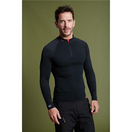 Herreundertøj Damart Tee Shirt Thermolactyl Energy 4 Col Zip - Sort