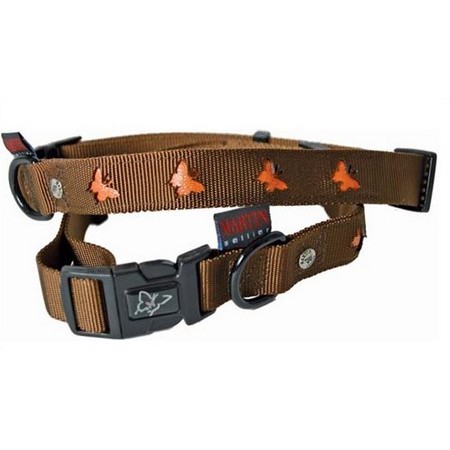 Hundehalsband Regulierbar Nylon Martin Sellier Schmetterlinge Orange