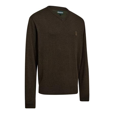 Jersey Hombre Deerhunter Tricot Col En V Harrington - Brown Melange