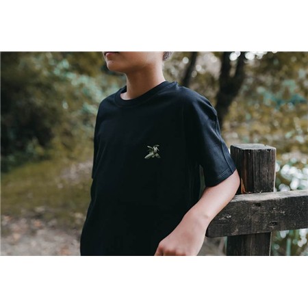 JUNIOR KORTÆRMET T-SHIRT LE PAIRON BÉCASSIER LOGO GRØN - SORT