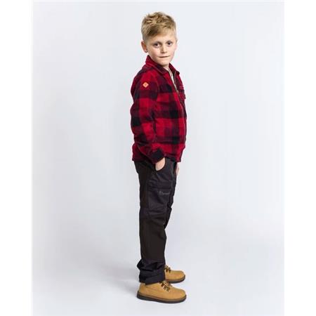 JUNIOR LANGÆRMET SKJORTE PINEWOOD KANADA KID FLEECE - RØD/SORT