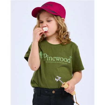 JUNIOR T-SHIRT MED KORTE ÆRMER PINEWOOD OUTDOOR LIFE K - PINJEGRØN