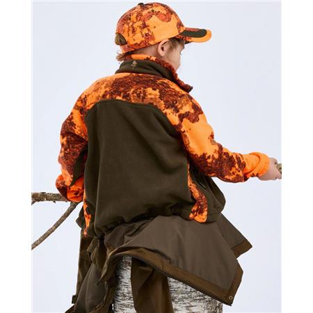 JUNIORFLEECE PINEWOOD FURUDAL HUNTERS CAMOU FLEECE KID - STRATA BLAZE/GRØN