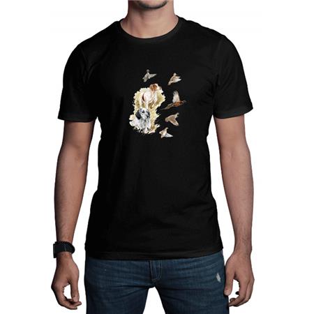 Kids' Short-Sleeved T-Shirt Bartavel Hunting Theme T1100 Natural - Black