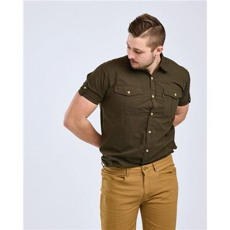 KORTÆRMET HERRESKJORTE PINEWOOD SAFARI S/S - MOSEGRØN